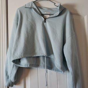 American Eagle Soft Drawstring Waist Crop Top Sweater